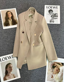 Blazer Casual Estilo Coreano com Bolsos – Manga Longa