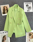 Blazer Casual Estilo Coreano com Bolsos – Manga Longa