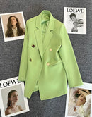 Blazer Casual Estilo Coreano com Bolsos – Manga Longa