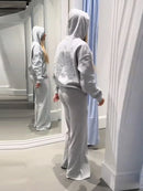 Chic Sequin Wing Hoody Women's Pants Suit O-neck Pockets Jacket High Waist Trousers Lady Set 2026 Spring 2 Pieces Set Women