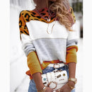 Women Leopard Print Loose Sweaters Spring Autumn Round Collar Long Sleeve Knitted Pullovers OUFY-202100104