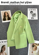 Blazer Casual Estilo Coreano com Bolsos – Manga Longa