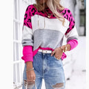 Women Leopard Print Loose Sweaters Spring Autumn Round Collar Long Sleeve Knitted Pullovers OUFY-202100104