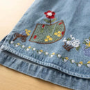 Cartoon girls embroider denim vest for women autumn spring Japan style flowers embroidery denim waistcoat sleeveless coat