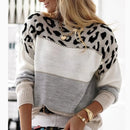 Women Leopard Print Loose Sweaters Spring Autumn Round Collar Long Sleeve Knitted Pullovers OUFY-202100104