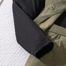 New Fashion Spring Autumn Clothes Sets For Kids Girls Long Sleeve Black Top With Army Green Vest And Pants Daily Causal Style
