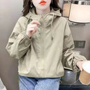 Hooded Solid Short Jacket Women's Spring Autumn Loose Casual Jacket Double Zipper Loose Female Outwear Spring Thin Coat Trend
