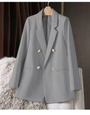 Blazer Casual Estilo Coreano com Bolsos – Manga Longa