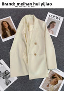 Blazer Casual Estilo Coreano com Bolsos – Manga Longa