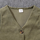 New Fashion Spring Autumn Clothes Sets For Kids Girls Long Sleeve Black Top With Army Green Vest And Pants Daily Causal Style