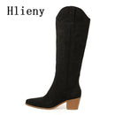 Hlieny 2026 New Retro Spring Winter Knee High Boots Women Comfy Walking Fashion Pointed Toe Female Western Cowboy Boot High Heel