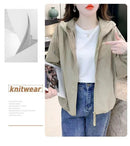 Hooded Solid Short Jacket Women's Spring Autumn Loose Casual Jacket Double Zipper Loose Female Outwear Spring Thin Coat Trend