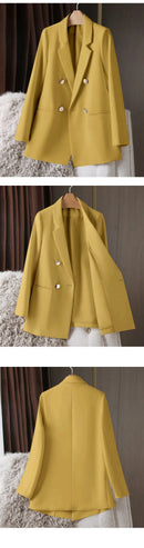 Blazer Casual Estilo Coreano com Bolsos – Manga Longa