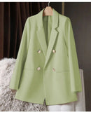 Blazer Casual Estilo Coreano com Bolsos – Manga Longa