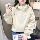 Hooded Solid Short Jacket Women's Spring Autumn Loose Casual Jacket Double Zipper Loose Female Outwear Spring Thin Coat Trend