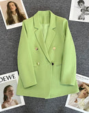 Blazer Casual Estilo Coreano com Bolsos – Manga Longa