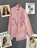 Blazer Casual Estilo Coreano com Bolsos – Manga Longa