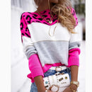 Women Leopard Print Loose Sweaters Spring Autumn Round Collar Long Sleeve Knitted Pullovers OUFY-202100104