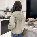 Hooded Solid Short Jacket Women's Spring Autumn Loose Casual Jacket Double Zipper Loose Female Outwear Spring Thin Coat Trend