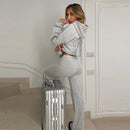 Chic Sequin Wing Hoody Women's Pants Suit O-neck Pockets Jacket High Waist Trousers Lady Set 2026 Spring 2 Pieces Set Women
