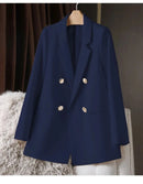 Blazer Casual Estilo Coreano com Bolsos – Manga Longa