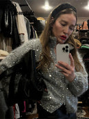 Casual Sequin Loose Sweaters Women All Match Full Sleeve Street O-neck Knitted Sweater Female 2026 Fashion Spring Lady Outwears