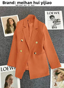 Blazer Casual Estilo Coreano com Bolsos – Manga Longa