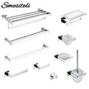 Smesiteli  Bathroom Hardware Set Silver WC Accessories Toilet Paper Holder Wall Hook Towel Bar Robe Hanger Rack Stainless Steel