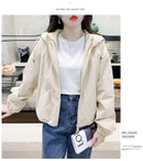 Hooded Solid Short Jacket Women's Spring Autumn Loose Casual Jacket Double Zipper Loose Female Outwear Spring Thin Coat Trend