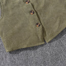New Fashion Spring Autumn Clothes Sets For Kids Girls Long Sleeve Black Top With Army Green Vest And Pants Daily Causal Style
