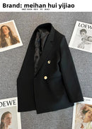Blazer Casual Estilo Coreano com Bolsos – Manga Longa