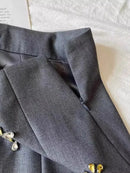 Simple Fashion Embroidery Beading Gray Skirt for Women 2026 Spring Autumn New Ruched Skirts Y2k High Waist Faldas Mujer