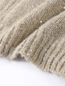 Casual Sequin Loose Sweaters Women All Match Full Sleeve Street O-neck Knitted Sweater Female 2026 Fashion Spring Lady Outwears