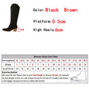 Hlieny 2026 New Retro Spring Winter Knee High Boots Women Comfy Walking Fashion Pointed Toe Female Western Cowboy Boot High Heel