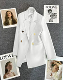 Blazer Casual Estilo Coreano com Bolsos – Manga Longa
