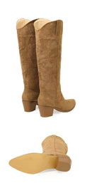 Hlieny 2026 New Retro Spring Winter Knee High Boots Women Comfy Walking Fashion Pointed Toe Female Western Cowboy Boot High Heel