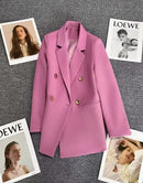 Blazer Casual Estilo Coreano com Bolsos – Manga Longa