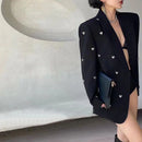 Spring Autumn Blazer Women Fashion Loose Single Button Love Decoration Black Coat Female Harajuku Long Sleeve Lapel Suit Jacket