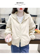 Hooded Solid Short Jacket Women's Spring Autumn Loose Casual Jacket Double Zipper Loose Female Outwear Spring Thin Coat Trend