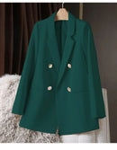 Blazer Casual Estilo Coreano com Bolsos – Manga Longa